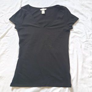 BASIC Womans Size S (4-6) Black T-Shirt Casual Top Blouse #A807